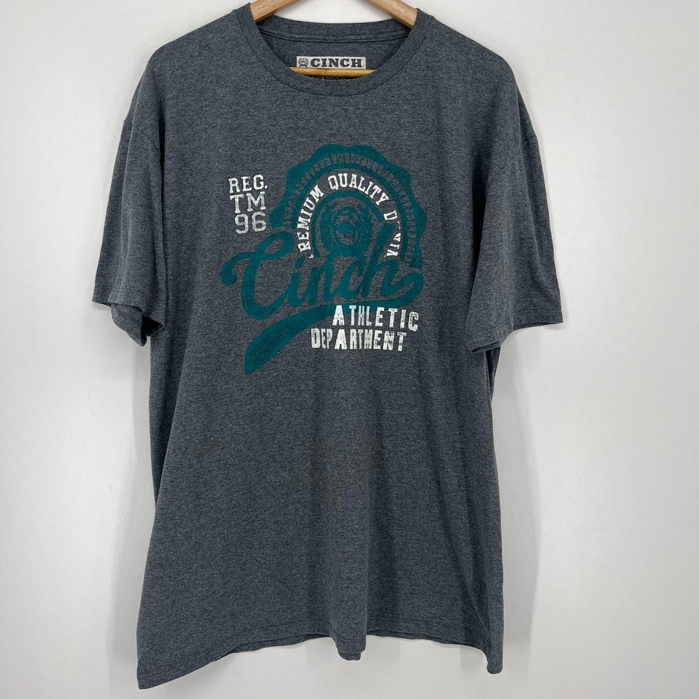 Cinch Mens XXL Athletic Department Graphic T-Shirt Charcoal Grey Western